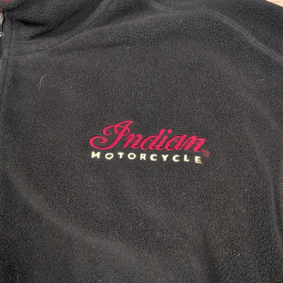 Indian Motorcycle Pullover Fleece Jacket Mens XL Black Embroidered Logo 1/4 zip - Picture 2 of 7